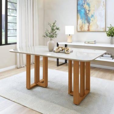 Imagem de Mesa de Jantar 6 Lugares Retangular Tampo de Vidro/MDF Bold - Móveis L