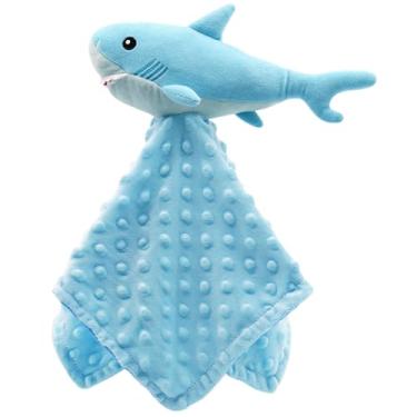 Imagem de Cobertor de tubarão bebê segurança macio adorável pelúcia dormir presentes para menino azul Minky Dot Stuffed Ocean Animal Recém-nascido berçário crianças pequenas primeiro aniversário unissex