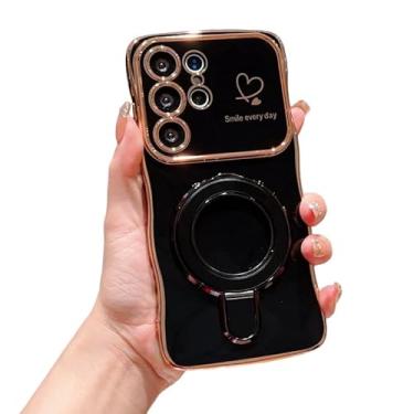 Imagem de Moldura ondulada ondulada com revestimento em formato de coração compatível com capa Samsung Galaxy (preta, Samsung Galaxy S25 Ultra)