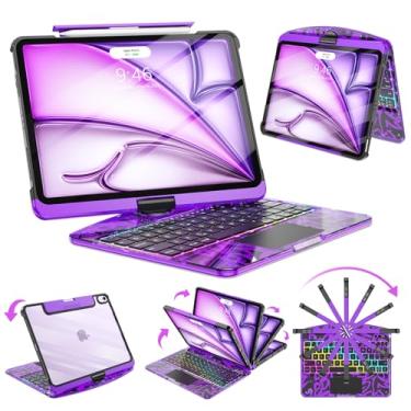 Imagem de SIBEITU Capa transparente com teclado sem fio para iPad Air de 13 polegadas (M3 2025/M2 2024) e iPad Pro de 12,9 polegadas, 6ª 5ª e 4ª geração com suporte para lápis, trackpad multitoque e