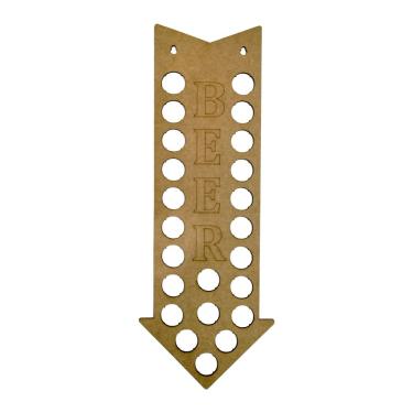 Imagem de Quadro Decorativo Porta Tampinhas Mdf Cru 50x18 Seta Beer  - D'Rossi