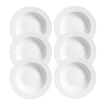 Imagem de Jogo 6 Pratos Raso Plissan Relevo Branco 33cm Cerâmica Alleanza