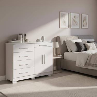 Imagem de Cômoda 5 Gavetas Com Sapateira 2 Portas Branco