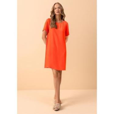 Imagem de Vestido Curto Básico De Mangas Curtas Com Bordado Localizado-Feminino