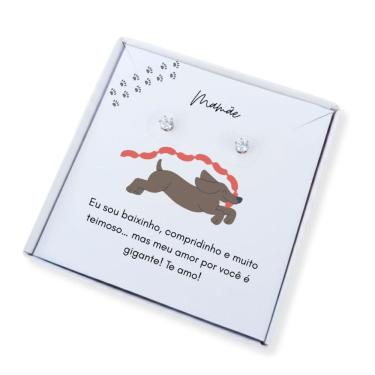 Imagem de Brinco ponto de luz de aço+ Caixa presente Mãe de Salsicha
