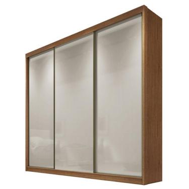 Imagem de Guarda Roupa Casal Londres 3 Portas de Correr 8 Gavetas MDF Cumaru 25 Fendi Móveis Novo...