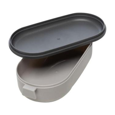 Imagem de Marmita Hermética com Talheres Cinza Lyor Plástico 850ml