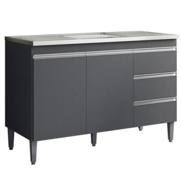 Imagem de Balcao Para Pia 116 cm 2 Portas Andreia Cinza REAJL - REAJL Moveis, Ci