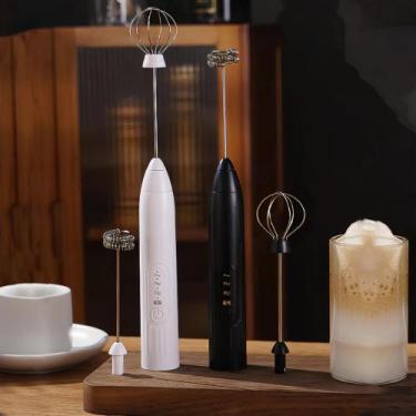 Imagem de Mini Mixer Elétrico Portátil Recarregável USB 3 Velocidades para Bebid