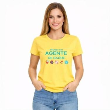 Imagem de Camiseta Feminina Agente de Saúde Slim Básica Manga Curta Moda Casual-Feminino