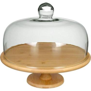 Imagem de Prato Bolo Boleira Redondo Home&co Tampa Vidro Bambu 30x33cm - HOME & 