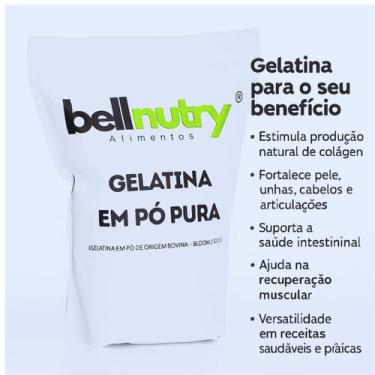 Imagem de Gelatina Colageno Sem Sabor Pura E Incolor 500g Bellnutry alimentos