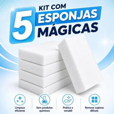 Imagem de Esponja Mágica de Melamina Tira Manchas Riscos Mágica Branca Multiuso 