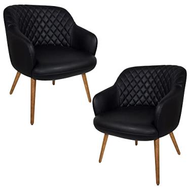 Imagem de Kit 2 Poltronas Decorativas Kitana Pés Palito PU Sintético Preto - Gran Belo