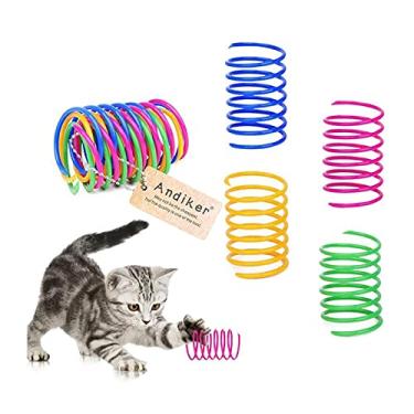 Imagem de Mola espiral para gatos Andiker, brinquedo criativo e interativo, 12 peças coloridas, passatempo e exercício, plástico pesado e resistente, para golpear, morder e caçar