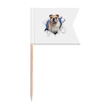 Imagem de Damage Animal Paper Pequinês Bandeiras para palito de dente com marcação de rotulagem para bolo de festa, comida e queijos