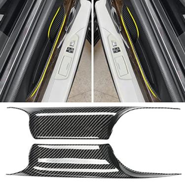 Imagem de Jaronx Compatível com capas de puxador de porta BMW Série 7, padrão de fibra de carbono, fileira traseira, série 7, F02 (compatível com BMW 730 740i 740li 750i 750li 760/Sedan de roda longa 2008-2014)