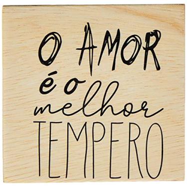 Imagem de Arte Maníacos Bloco em madeira O Amor É o Melhor Tempero - 15x15cm