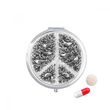 Imagem de Caixa de comprimidos com símbolo da paz antiguerra e bolso para remédios