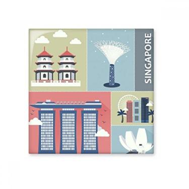 Imagem de Decalque brilhante de azulejo de cerâmica com pontos famosos arranha-céus de Singapura
