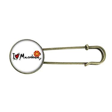Imagem de I Love Macedônia Bandeira da Palavra Love Heart Ilustration Broche de Metal Retrô Joia