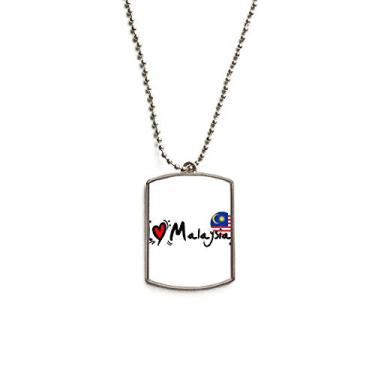 Imagem de DIYthinker I Love Malaysia Bandeira da Palavra Love Coração Ilustração Corrente de Aço Inoxidável Pingente Colar para Animais de Estimação