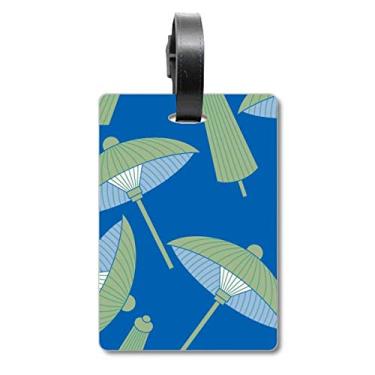 Imagem de Guarda-chuva de papel verde, estampa de nuvem, bolsa de viagem, etiqueta para cartão de bagagem