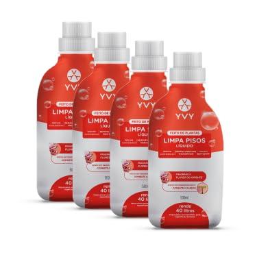 Imagem de YVY Kit 4 Limpa Pisos Concentrado Flores do Oriente - Kit Limpeza Natural, Produto de Limpeza, Remove Mancha Resistente - Vegano, Hipoalérgico, Cruelty Free, Contém Ativo Oxy - 1 Tampa em 2,5L de Água