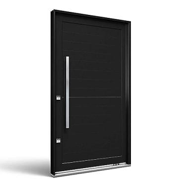 Imagem de Porta Pivotante Alumínio com Puxador Lucasa Eccellente 225cmx130cmx12cm Preto