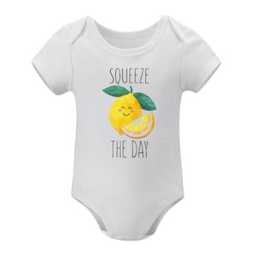 Imagem de SHUYINICE Macacão infantil engraçado para meninos e meninas, macacão premium para recém-nascidos, body Squeeze The Day Lemon Baby Onesie, Branco, 3-6 Months