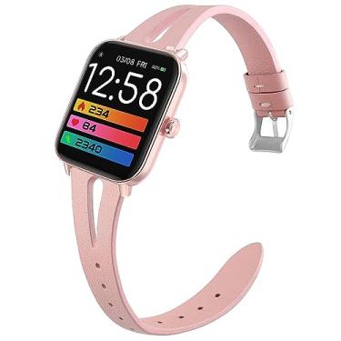 Imagem de IDW13, IDW16, IDW19 Pulseiras Smartwatch, Lamshaw Slim Vintage Pulseira de couro substituto compatível com TOOBUR, TEMINICE, VRPEFIT, Konite, Gydom, relógio Faweio IDW13 / Woneligo W3 / TOOBUR, Faweio IDW16 Watch / Relógio Quican W16 / MILOUZAM, zhero,A-TRelógio GTGA, TOOBUR IDW19 (rosa)