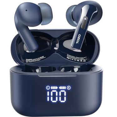 Imagem de TOZO T20 Auriculares Bluetooth sem fios 48,5 horas de reprodução com ecrã digital LED, à prova de água IPX8, Mic duplo com cancelamento de ruído de chamada, altifalantes de 10 mm de grande alcance