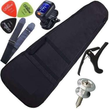 Imagem de Kit Capa Violão Acolchoada Correia Afinador Capotraste Etc..