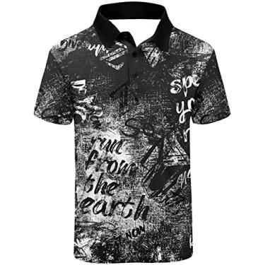 Imagem de SECOOD Camisa polo masculina com absorção de umidade, manga curta, golfe, tênis, étnica, camiseta casual, P1811-bga, XXG