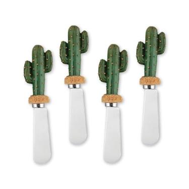 Imagem de Supreme Housewares Espalhadores de queijo de cacto Saguaro, cabos de resina pintados à mão com lâminas de aço inoxidável para espalhar cream cheese, manteiga, geleia ou sanduíche, conjunto de 4