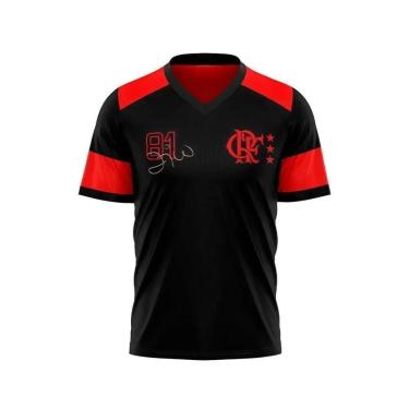 Imagem de Camiseta Braziline Flamengo Zico Retrô Masculino - Preto-Unissex