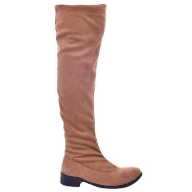 Imagem de Bota Over Feminina The Knee Cano Longo Salto Baixo Moda