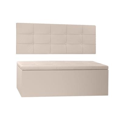 Imagem de Kit Painel e Calçadeira Baú Solteiro 0,90m Roma Corano - Pallazio