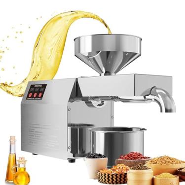 Imagem de Máquina elétrica de prensa de óleo de 820 W, extrator de prensa de óleo comercial, prensa a quente a frio de grau alimentício todo xtrator de óleo de aço inoxidável, sementes de girassol de coco e
