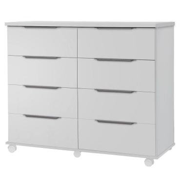 Imagem de Cômoda Athenas 8 Gavetas com Rodízios Rud Rack Cor Branco