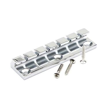 Imagem de Swhmc 6 String 2.78 x 0.78 x 0.39-Inches Metal Fixed Hardtail Saddle Bridge Top Load Guitar Tailpiece for Fender Strat Tele Electric Guitar, Chrome