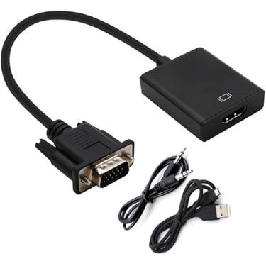 Imagem de BUBUCAM Adaptador VGA para HDMI, suporte de áudio, resolução 1080p, adaptador VGA para HDMI (macho para fêmea) para computador, PC, laptop, monitor