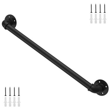 Imagem de OKAYAUTO Corrimão de Escada Industrial de 3 m, Preto, Revestido em Pó, Ferro Preto, Ideal para Escadas Externas e Internas, Varandas, Degraus e Apoios de Braço no Sótão