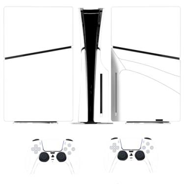 Imagem de Adesivo de película para console de disco fino PS5 capa de decalque de vinil protetor para PS5 Slim Controller (branco)