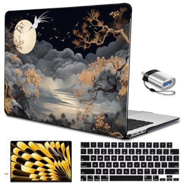 Imagem de LCMOCICO Capa para MacBook Air de 15 polegadas 2025 2024 2023 M2 M3 M4 Chip A3241 A3114 A2941 com tela de retina líquida e Touch ID, capa rígida de plástico para Mac Air 15.3 M4 2025, Tide