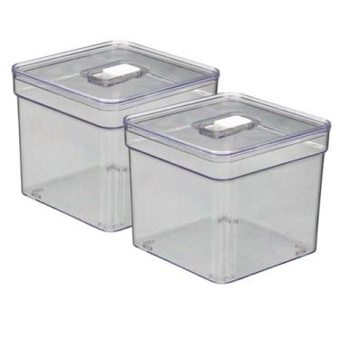 Imagem de Jogo 2 Organizadores Quadrada Transparente Multiuso Com Tampa - PLASTU