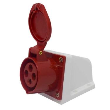 Imagem de Tomada Blindada Sobrepor 3P+T 16A 380V Vermelha Eletrorastro, Vermelho