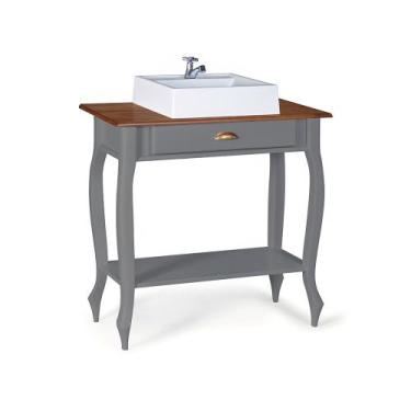 Imagem de Bancada Aparador Mini Lavabo com Cuba 1 Gaveta Pés Luiz XV Dália 3062 