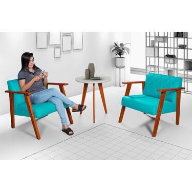 Imagem de Kit Duas Poltronas Madri Material Sintético + Mesa Lateral - Essencial