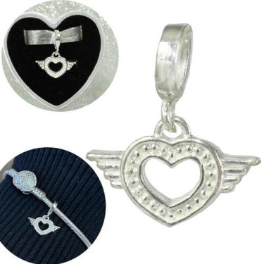 Imagem de Berloque Charms Coração Alado Prata Legitima 925 - Lojas La+Ny, 1,5, P